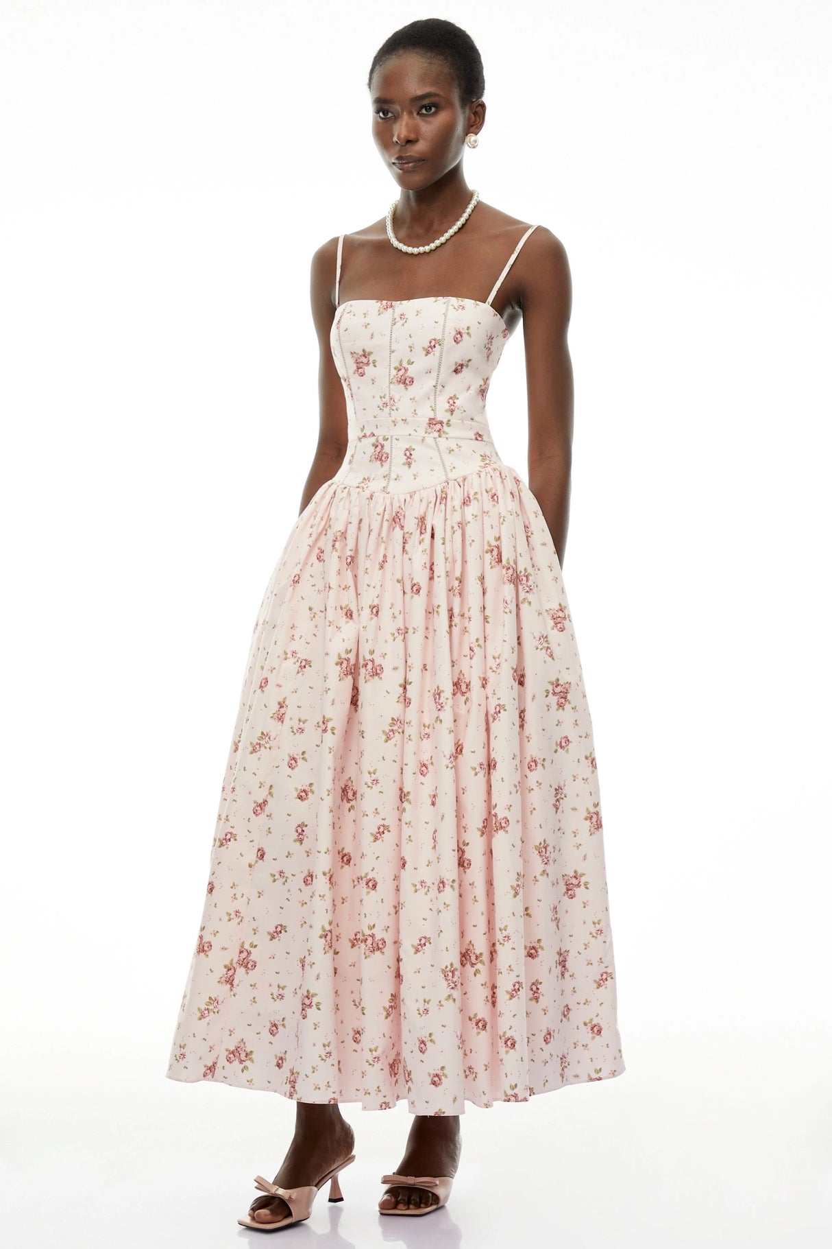 Fleur Pink Floral Print Maxi Dress