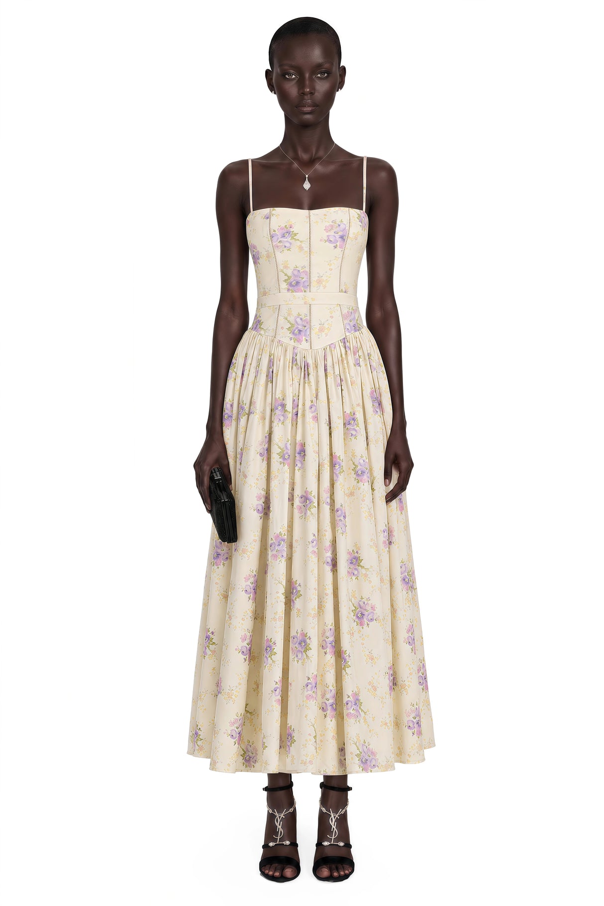 Fleur Purple Floral Print Maxi Dress