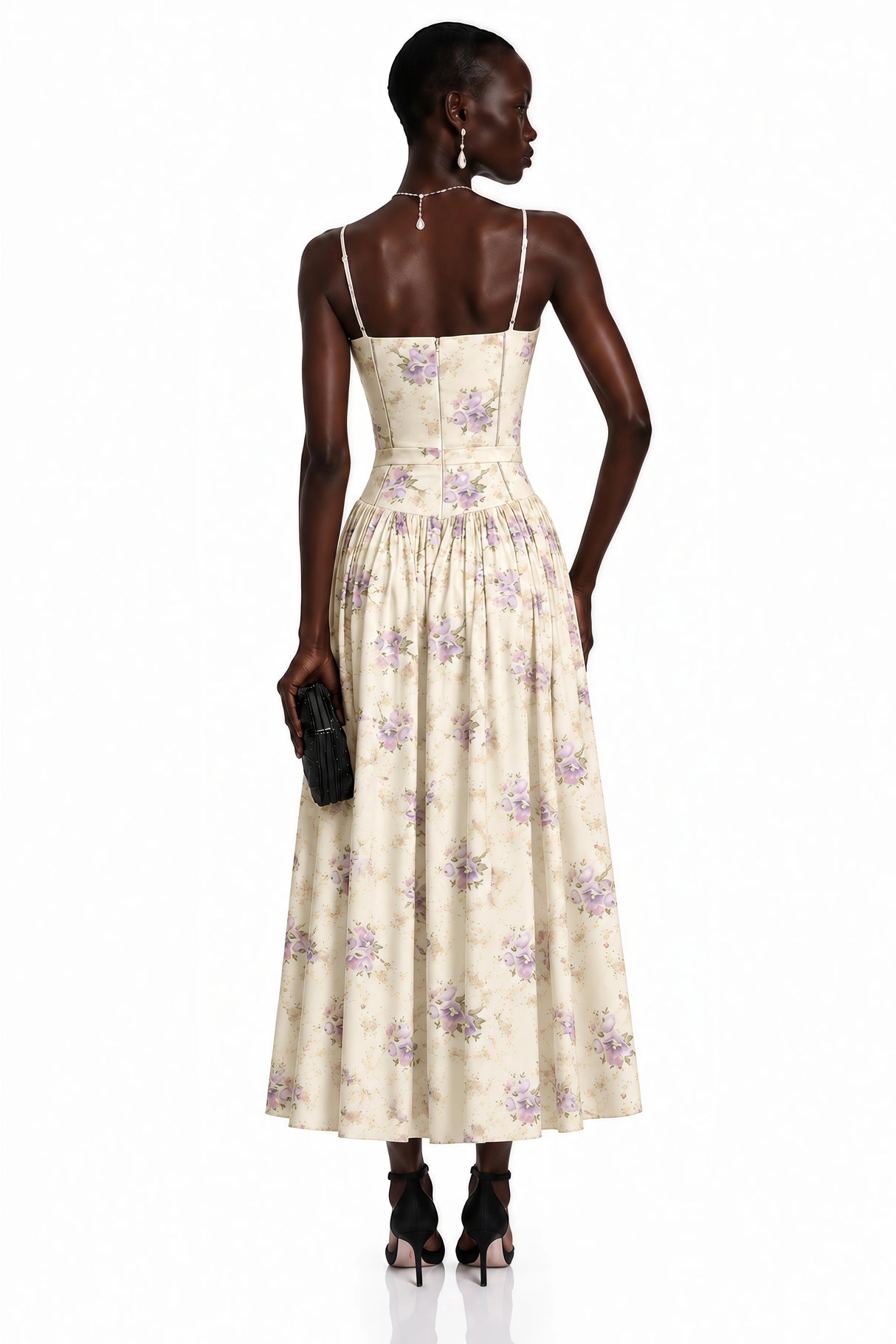 Fleur Purple Floral Print Maxi Dress
