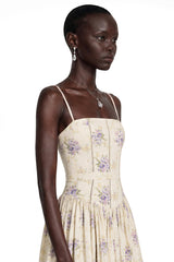 Fleur Purple Floral Print Maxi Dress