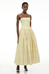 Fleur Yellow Floral Print Midi Dress