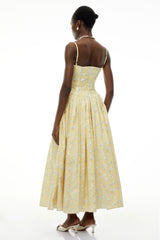 Fleur Yellow Floral Print Midi Dress