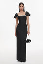 Flora Black Diamond Detail Maxi Dress