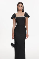 Flora Black Diamond Detail Maxi Dress