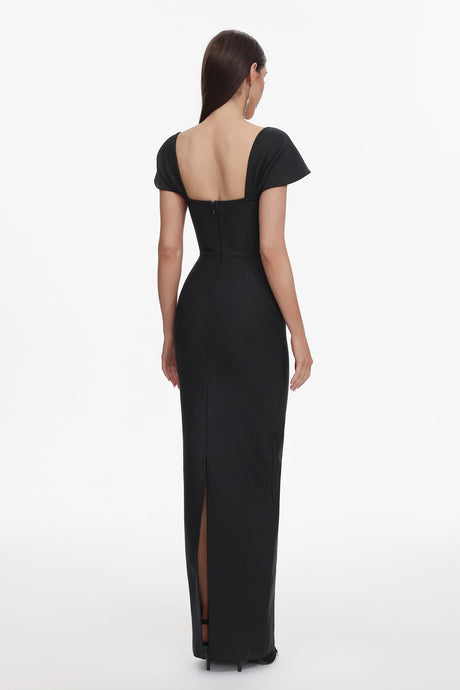 Flora Black Diamond Detail Maxi Dress