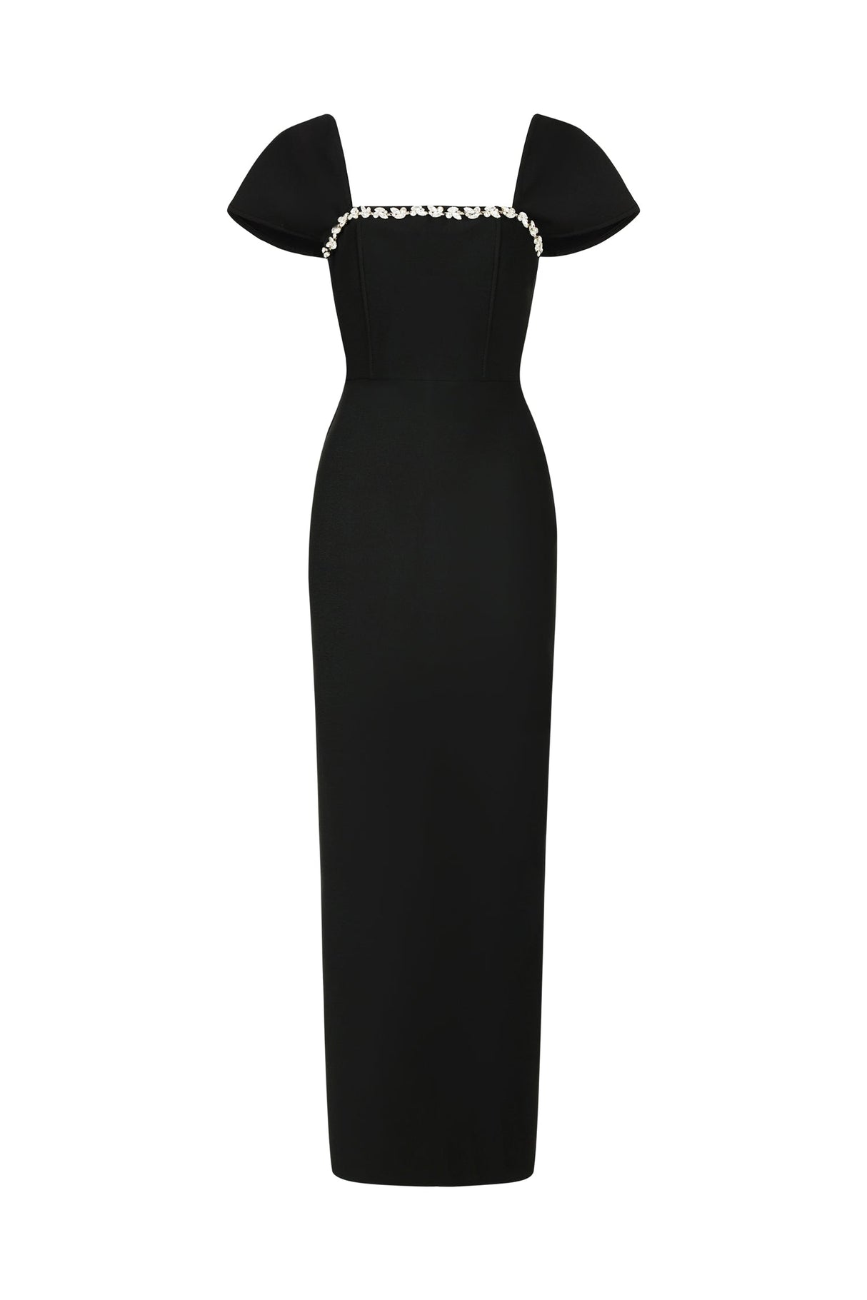 Flora Black Diamond Detail Maxi Dress