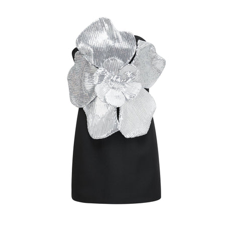 Florence fauxflower mini dress in Black
