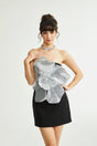 Florence fauxflower mini dress in Black