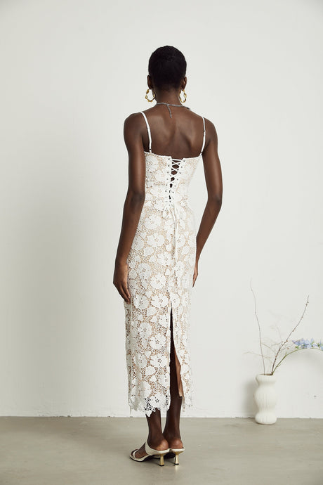 Florence floral embroidered midi dress