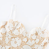 Florence Midi Dress - Sleeveless Design - Spaghetti Straps - Floral Embroidery - Back Slit