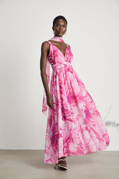 Florence Vneck floral maxi dress