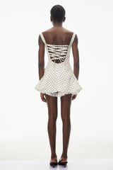 Florence White Polka Dot Mini Dress with Bow