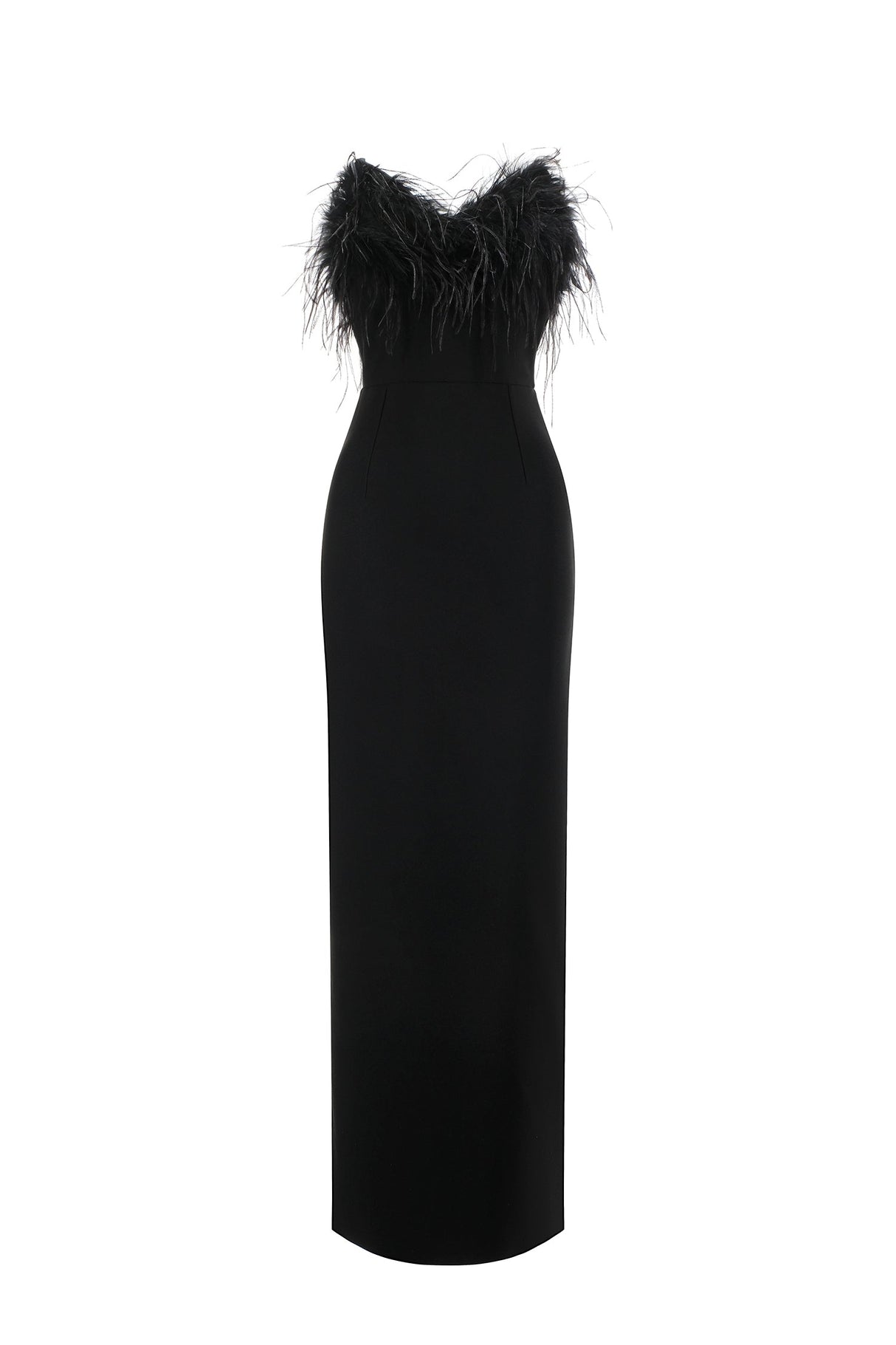 Fortuna Black Off-Shoulder Feather Detail Maxi Dress