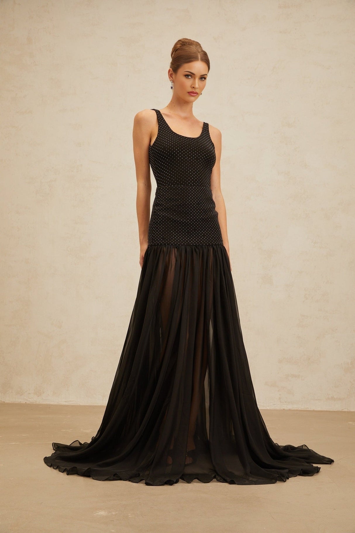 Fortuna Bodysuit - Sleeveless - Scoop Neck - Fitted Silhouette - Rhinestone Embellishment - Rear Zip Fastening