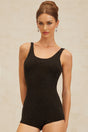 Fortuna Bodysuit - Sleeveless - Scoop Neck - Fitted Silhouette - Rhinestone Embellishment - Rear Zip Fastening