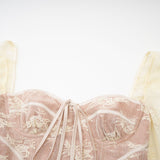Fortuna Long Sleeved Dress - Lace Detailing - Square Neck - Mesh Design - Bustier Style