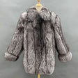 Fox Fur Jacket – Silver - Black Luxe – Winter Elegance
