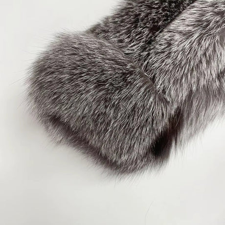 Fox Fur Jacket – Silver - Black Luxe – Winter Elegance