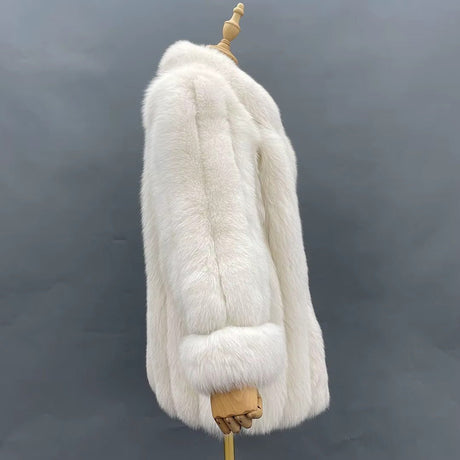 Fox Fur Jacket – Silver - Black Luxe – Winter Elegance
