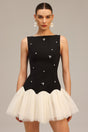 Franca Black Diamond Embellished Tulle Mini Dress