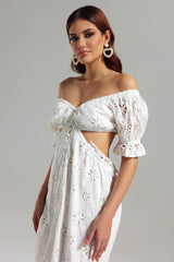 Franca White Floral Lace Off-The-Shoulder Mini Dress