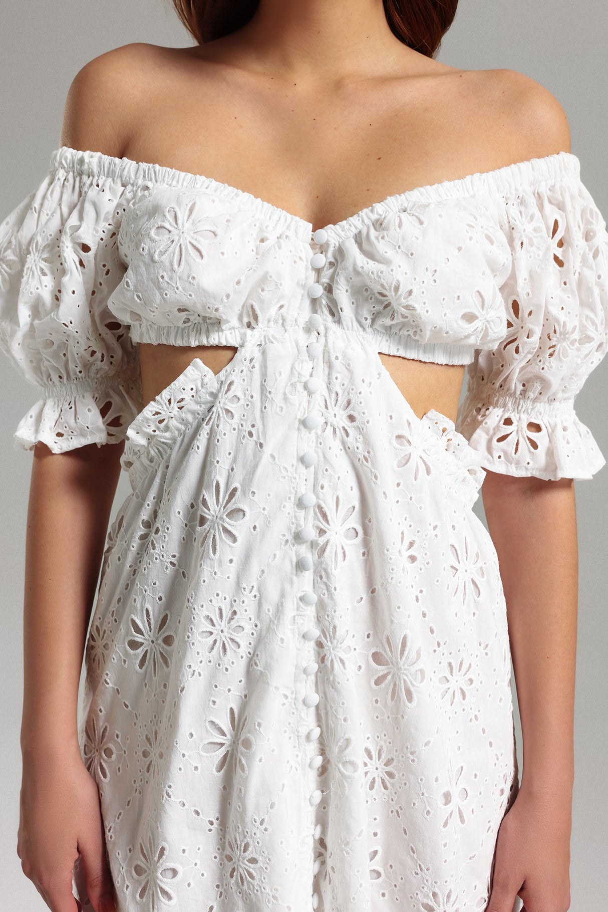 Franca White Floral Lace Off-The-Shoulder Mini Dress