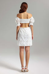 Franca White Lace Off-The-Shoulder Mini Dress