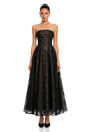 Francesca Black Strapless Floral Lace ALine Maxi Dress