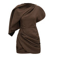 Francesca Brown Asymmetrical Gathered Mini Dress