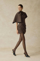 Francesca Brown Asymmetrical Gathered Mini Dress