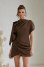 Francesca Brown Asymmetrical Gathered Mini Dress