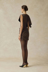 Francesca Brown Asymmetrical Gathered Mini Dress