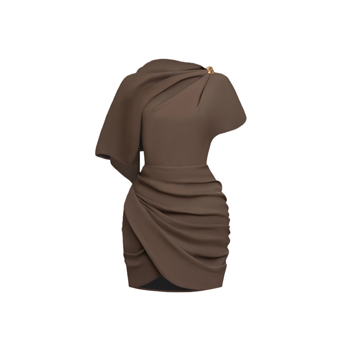 Francesca Brown Asymmetrical Gathered Mini Dress