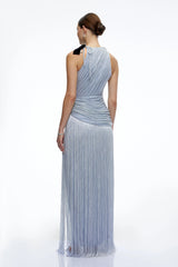 Francesca Silver Fringe Maxi Dress with Bow