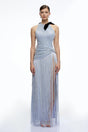 Francesca Silver Fringe Maxi Dress with Bow