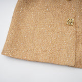 Franceschina Long Sleeve Mini Dress - Tweed - Classic Collar - Embossed Buttons - Front Pockets