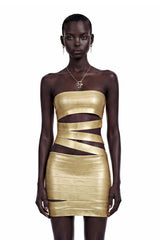 Francine Gold Off Shoulder CutOut Mini Dress