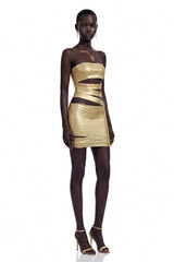 Francine Gold Off Shoulder CutOut Mini Dress