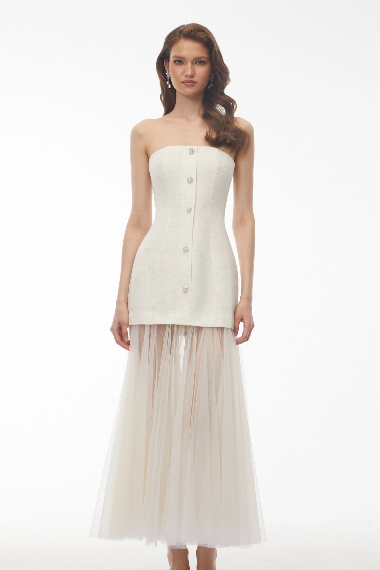 Francine Ivory Off Shoulder Mesh Maxi Dress