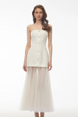 Francine Ivory Off Shoulder Mesh Maxi Dress