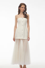 Francine Ivory Off Shoulder Mesh Maxi Dress