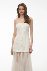 Francine Ivory Off Shoulder Mesh Maxi Dress