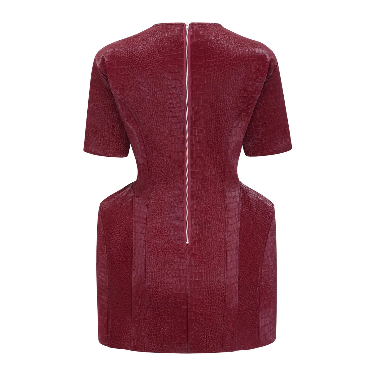 Frankie Red Leather Mini Dress with Decorative Buttons