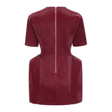 Frankie Red Leather Mini Dress with Decorative Buttons