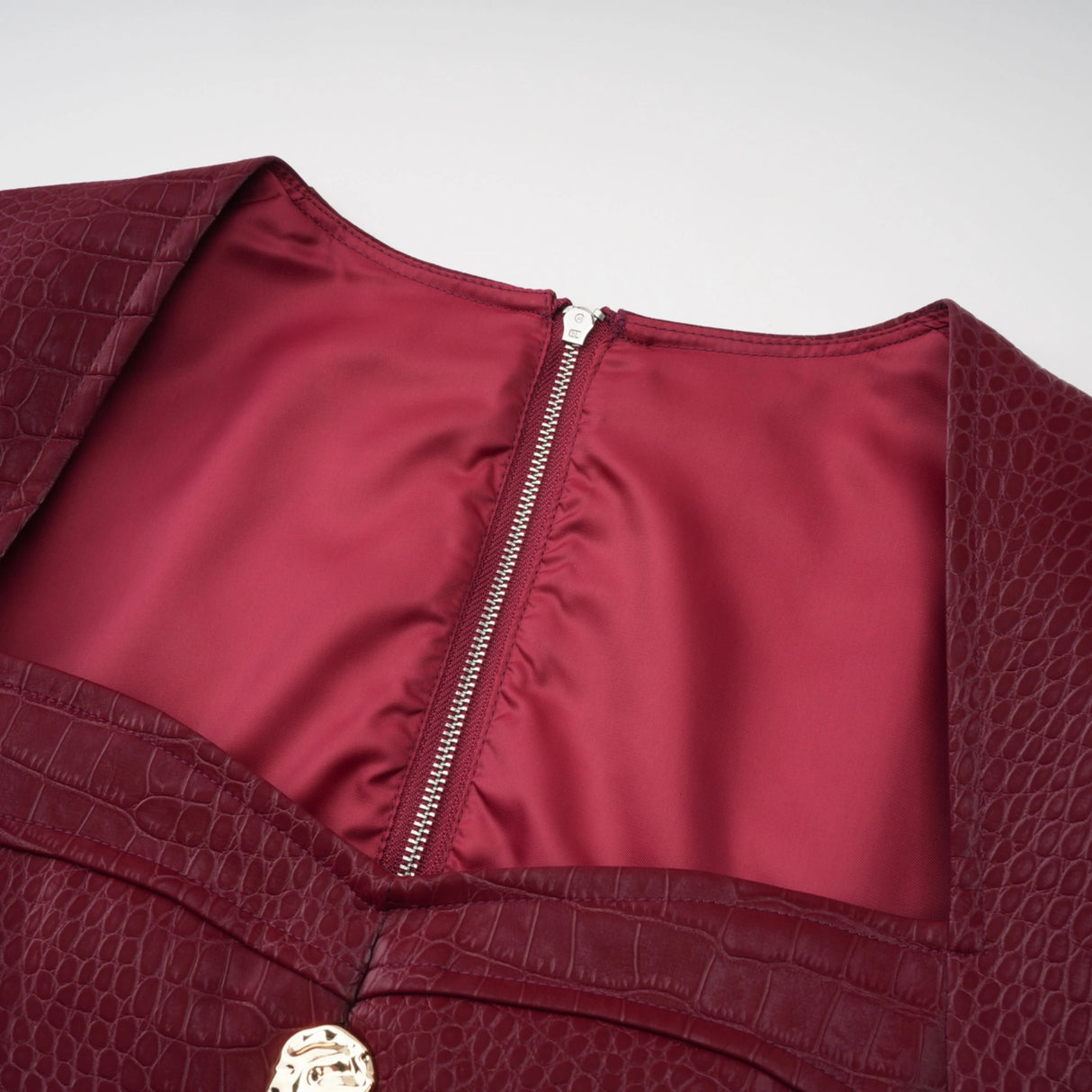 Frankie Red Leather Mini Dress with Decorative Buttons