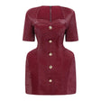 Frankie Red Leather Mini Dress with Decorative Buttons