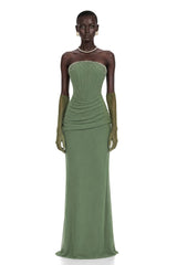 Franziska Green Embellished Corset Maxi Dress Without Gloves