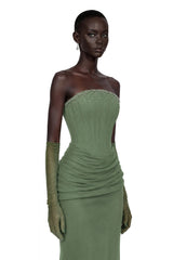 Franziska Green Embellished Corset Maxi Dress Without Gloves