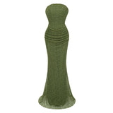 Franziska Green Embellished Corset Maxi Dress Without Gloves