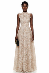 Franziska Neutrals Floral Embroidered Maxi Dress